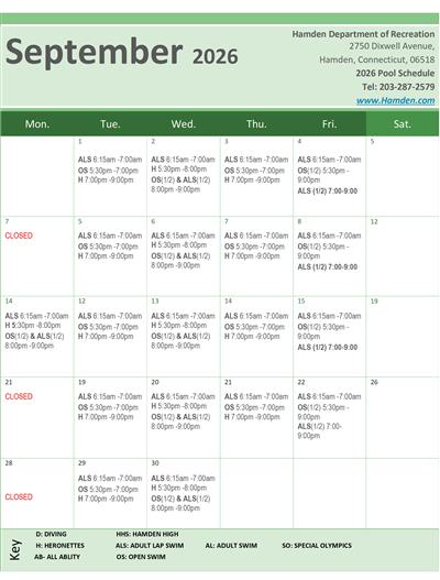 Sept 2026 Schedule